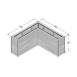 Forest - Linear Corner Planter 1.6M - Alton Garden Centre -Garden Strimmers Shop CORNLINPL160 3 Line Drawing 1024x1024 1