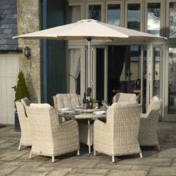 Bramblecrest - Chedworth 6 Seat Dining Set With Lazy Susan - Sandstone - Alton Garden Centre