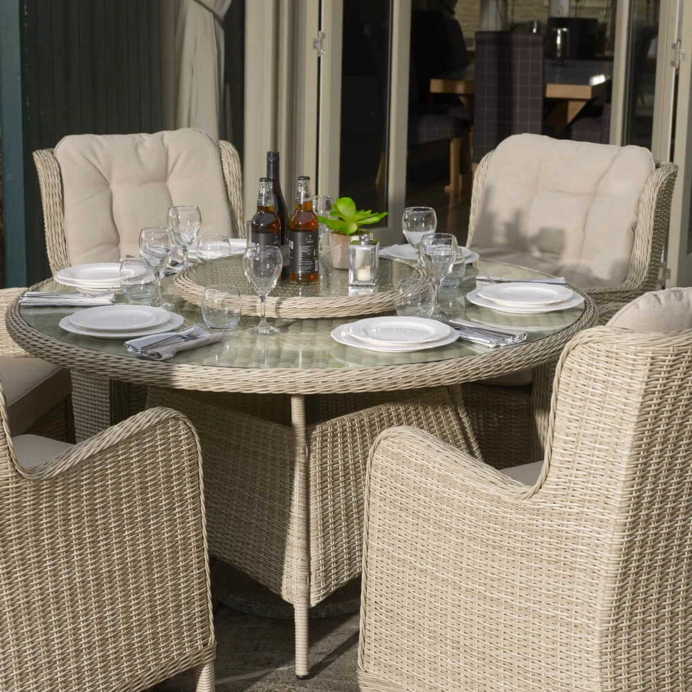Bramblecrest - Chedworth 6 Seat Dining Set With Lazy Susan - Sandstone - Alton Garden Centre - Image 2