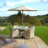 Bramblecrest - Tetbury 4 Seat Round Dining Set - Nutmeg Inc: Parasol & Base - Alton Garden Centre