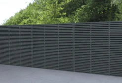 Forest - Contemporary Double Slatted Fence Panel Grey Painted 1.8m X 1.8m - Alton Garden Centre