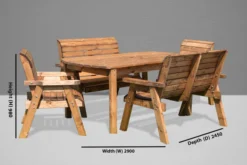 Charles Taylor: Six Seater Delux Rectangular Table Set - Alton Garden Centre -Garden Strimmers Shop HB14WITHMEASUREMENTS 590x
