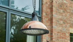 Kettler - Kalos Copper Heater - Pendant - Alton Garden Centre -Garden Strimmers Shop Kalos copper pendant heater off lifestyle 2020