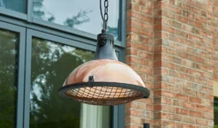 Kettler - Kalos Copper Heater - Pendant - Alton Garden Centre -Garden Strimmers Shop Kalos copper pendant heater on lifestyle 2020