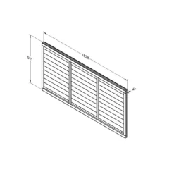 Forest - Dip Treated Straight Edge Lap Panel 6ft X 3ft (1.83m X 0.91m) - Alton Garden Centre -Garden Strimmers Shop SELP36 Line Drawing