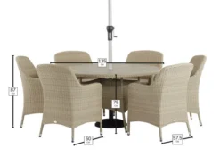 Bramblecrest - Tetbury 6 Seat Round Dining Set - Nutmeg Inc: Parasol & Base - Alton Garden Centre -Garden Strimmers Shop Tet 6 Size