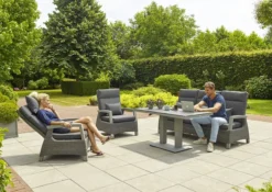 LIFE - Outdoor Living - Florence 3 Seat Reclining Sofa Set - Yacht Grey/Caron All Weather - Alton Garden Centre -Garden Strimmers Shop aloha lounge set