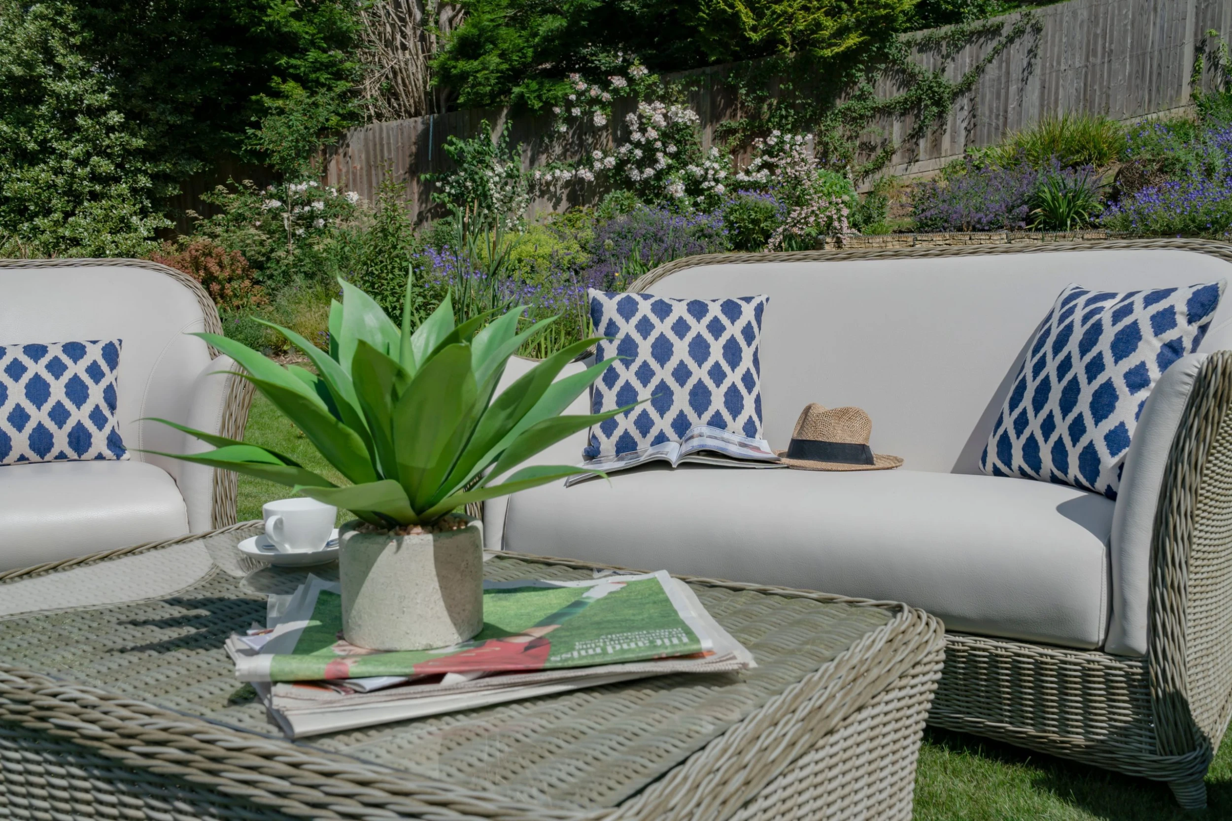 Bramblecrest - San Marie 2 Seater Sofa With All-Weather, Marine Faux Leather Upholstery, 2 Armchairs & Coffee Table - Prarie/Pearl - Alton Garden Centre 3 Bramblecrest - San Marie 2 Seater Sofa With All-Weather, Marine Faux Leather Upholstery, 2 Armchairs & Coffee Table - Prarie/Pearl - Alton Garden Centre - Image 3