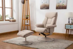 GFA Biarritz Swivel Recliner Chair With Footstool Lisbon Wheat Fabric Available Online Only Not In Store - Alton Garden Centre