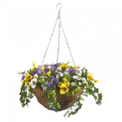Smart Solar Artificial Easy Basket - Pansies 30cm - Alton Garden Centre
