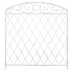 Panacea French Country Scroll Grid Link Fence - Distressed White - Alton Garden Centre