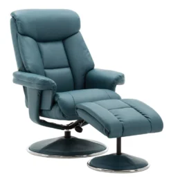 GFA Biarritz Swivel Recliner Chair With Footstool - Lagoon Plush Available Online Only Not In Store - Alton Garden Centre