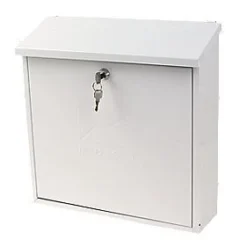 Sterling Contemporary Metal Post Box- White - Alton Garden Centre